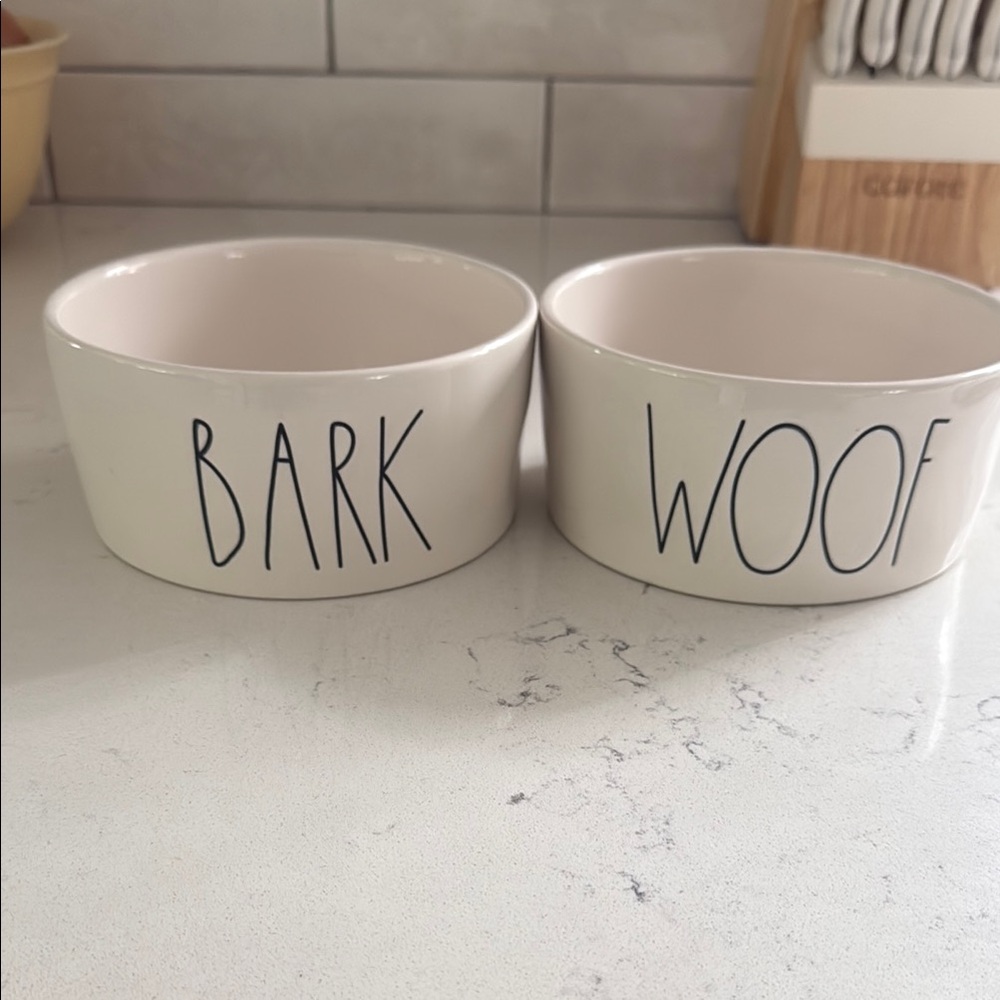 Rae Dunn Cream Dog Bowl Set